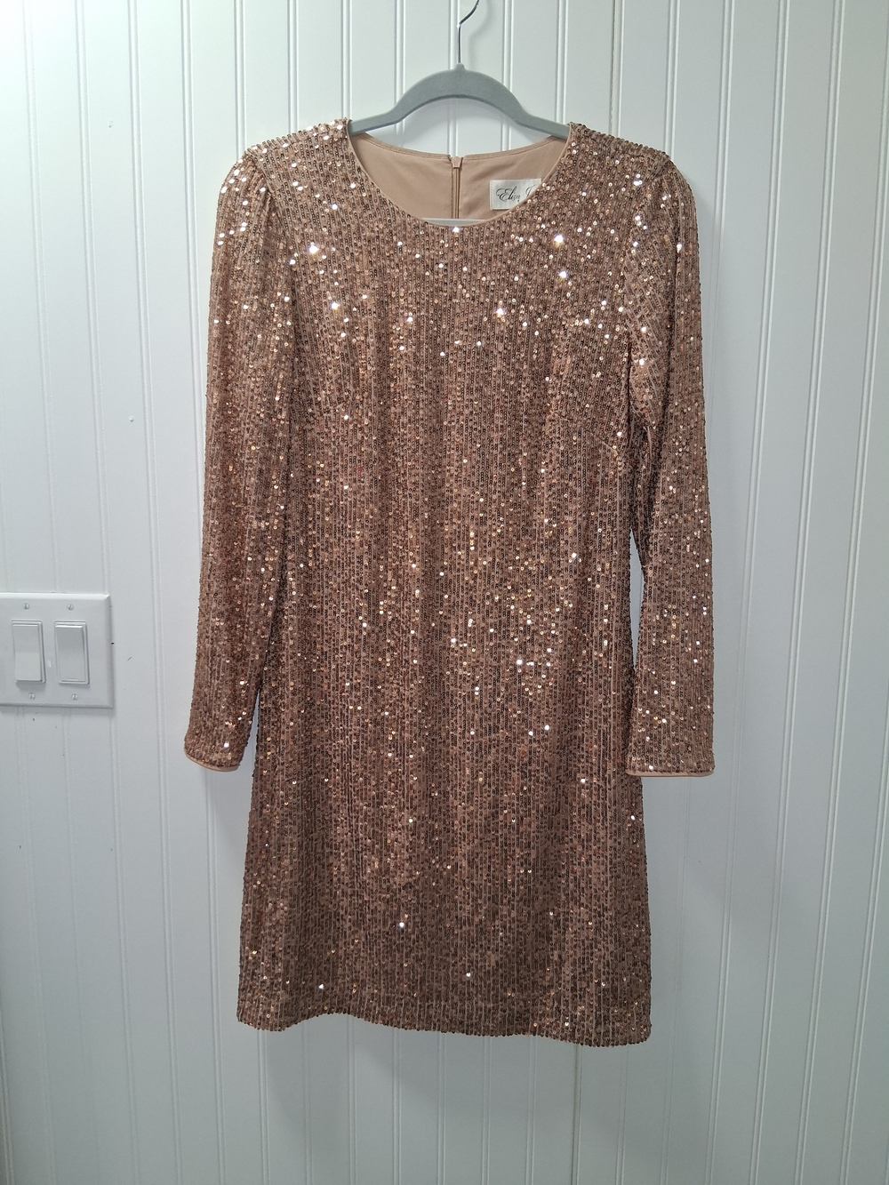 Eliza J Blush Pink Sequin-Trim Shift Dress Sz 8